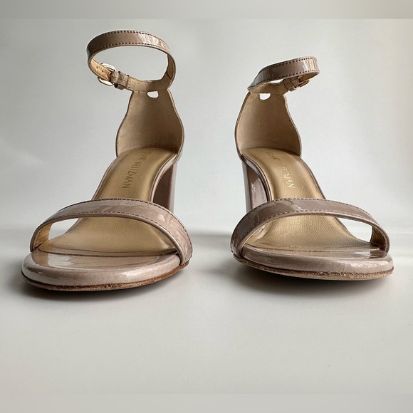 ✨STUART WEITZMAN NearlyNude Strappy Patent Leather Sandals Hush Aniline 6.5M - Picture 5 of 15